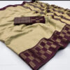 Chikoo coloured cotton silk saree
