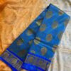 Blue jacquard woven silk saree